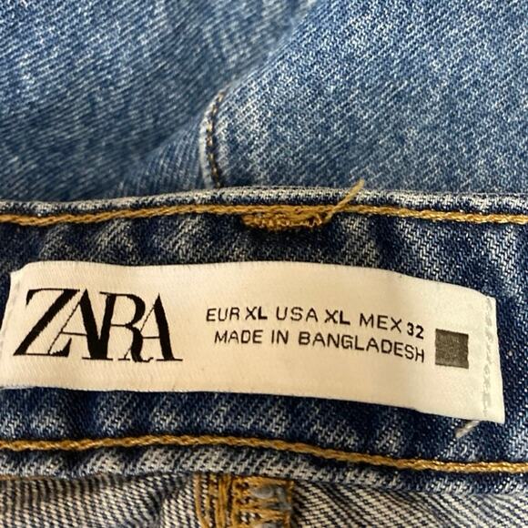 Zara Women's Blue High Waisted Cut-Off Skort Skirt Denim Jean Shorts Size XL - Picture 4 of 5